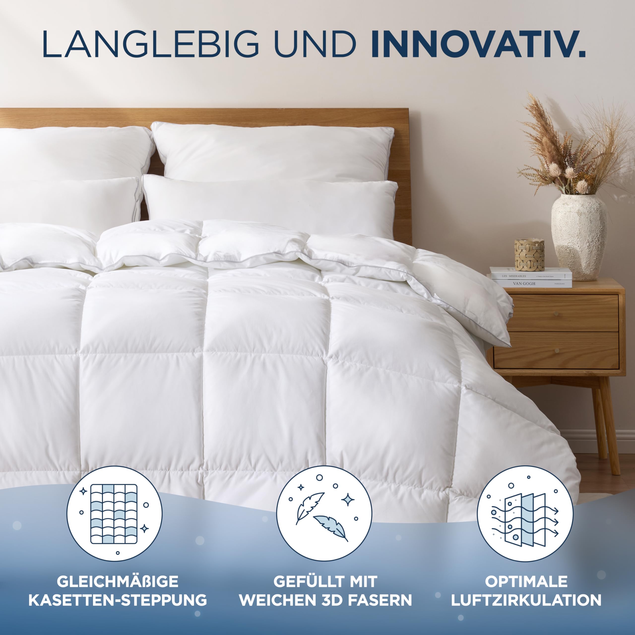 Samthus Premium Winterdecke 200x200cm - Oeko-Tex und Dermatest zertifizierte Bettdecke- kuschelige Schlafdecke Zudecke mit Aussenhülle aus 100% Baumwolle - warme Steppdecke - Winter Blanket Duvet