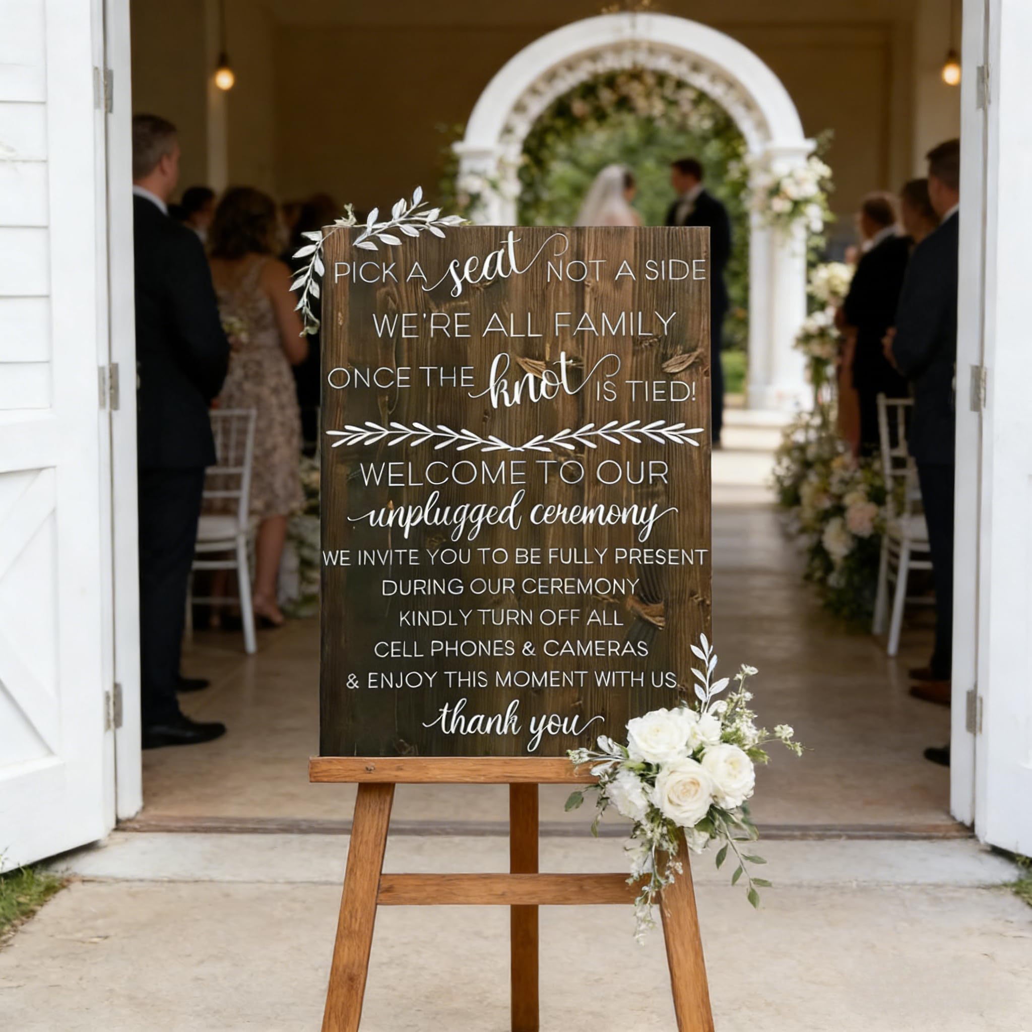 Rustikales Hochzeitsschild "Pick A Seat & Unplugged", vertikales Holzschild für Hochzeitszeremonie und Empfang, Dekoration, Sitzplan und Richtungsdekorationen, Verlobungs- und Jubiläumsschild, 45,7 x