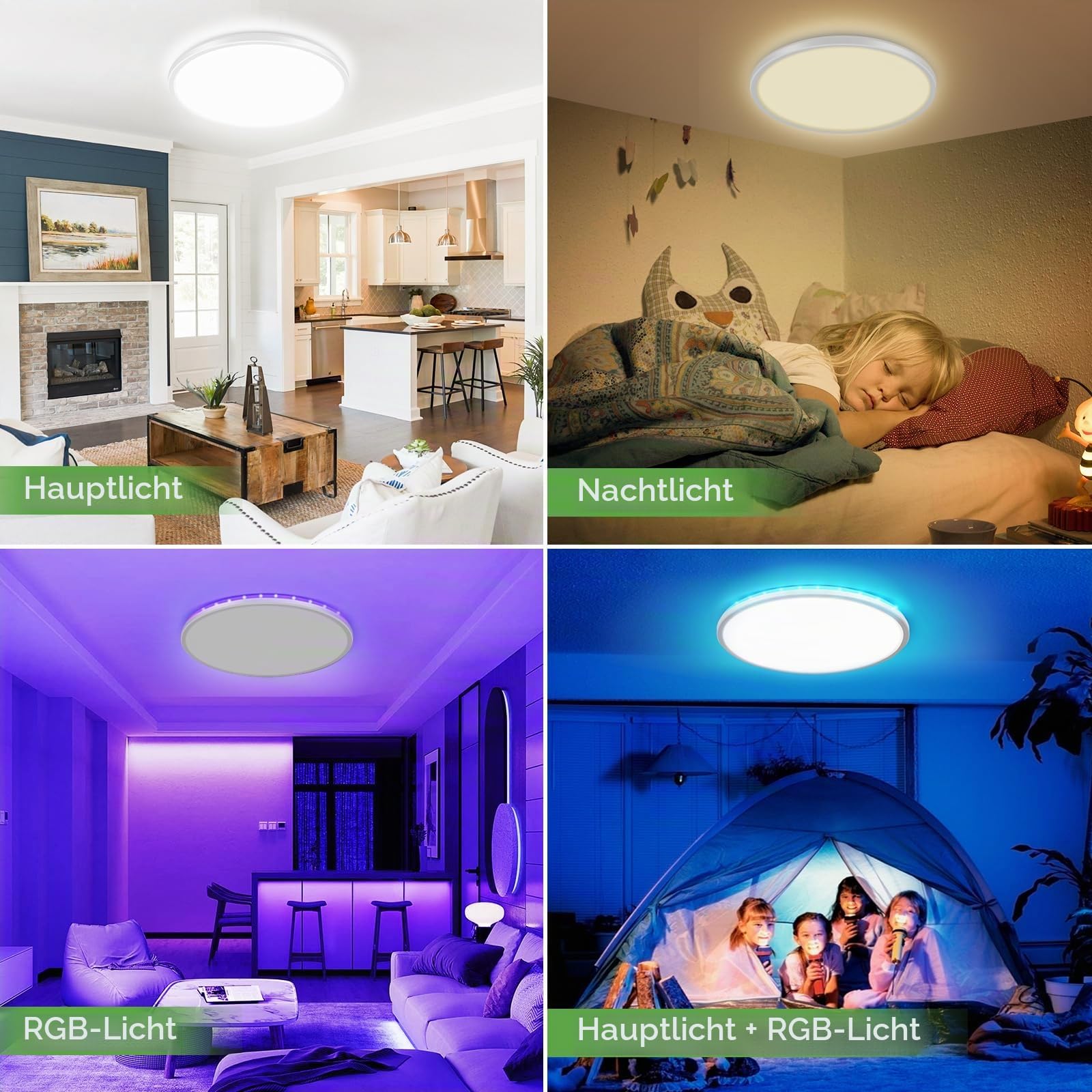 zemty LED Deckenleuchte 46W 4600LM mit Fernbedienung, 3000-6500K Dimmbar Deckenlampe RGB Farbwechsel, Wasserfest Badezimmer Lampe Decke für Schlafzimmer Kinderzimmer Jugendzimmer 49CM