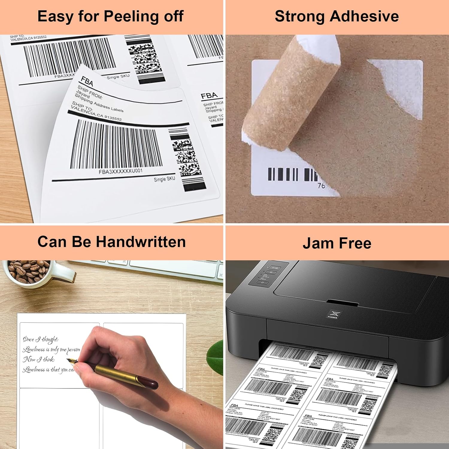 1000 Half Sheet Self Adhesive Shipping Labels, 8.5" x 5.5" Address Labels Laser/Ink Jet White Blank Shipping Stickers(500 Sheets) - Image 3