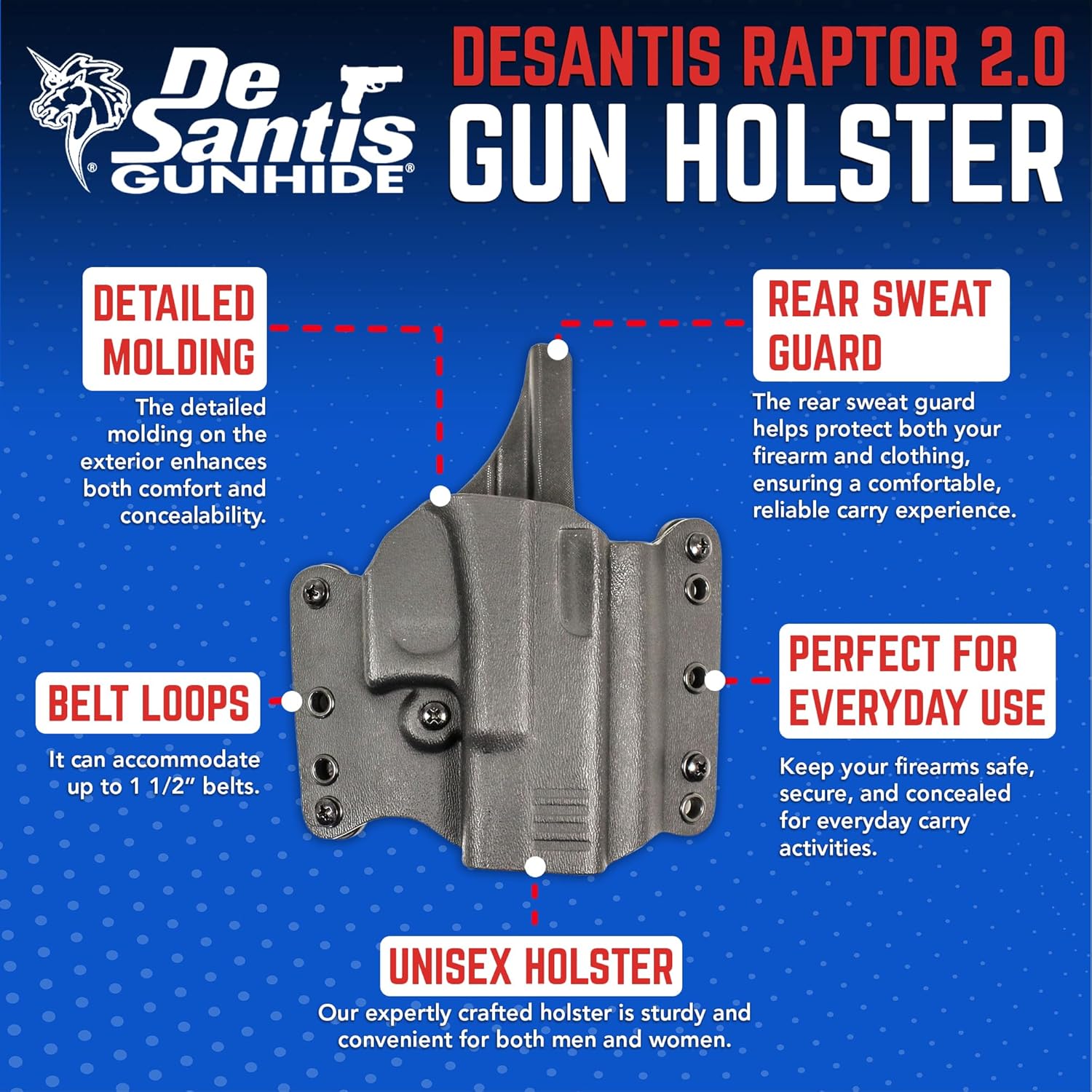 DeSantis Raptor 2.0 OWB Holster - Lightweight Compact Holster OWB, Compatible with Sig Sauer P365 and The Sig P365 XL with or Without Red Dot Sight - Right Hand Draw, Black