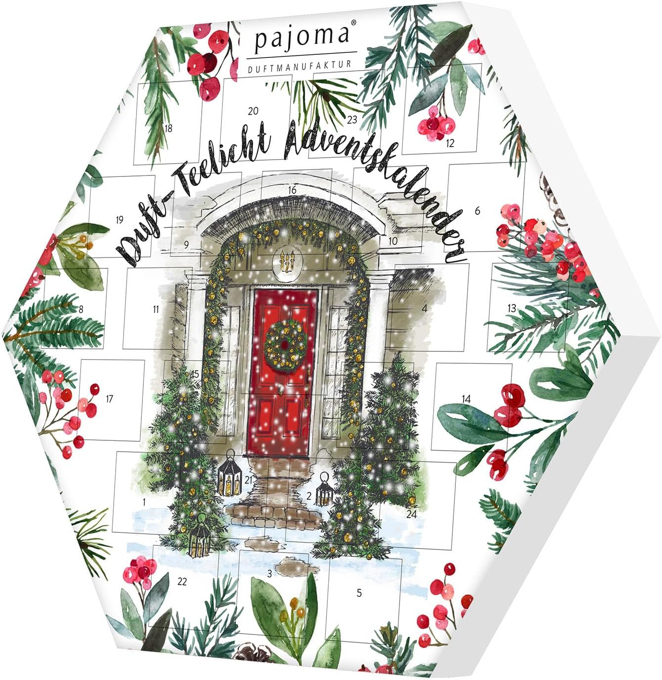 pajoma Tealight Advent Calendar Hexagonal Blue 32 x 37 x 3.8 cm