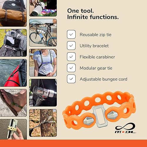 Miniatura 4 de MODL Infinity Tool 2.0 Correas modulares (paquete de 4) - Multiherramienta flexible, correa de engranaje, dispositivo portátil para aventuras al