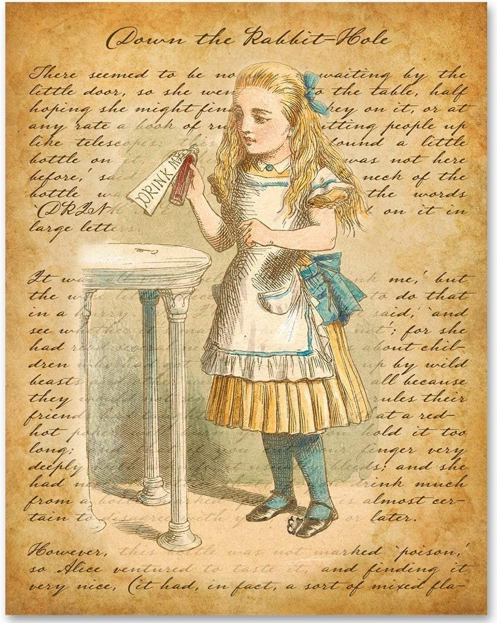 Alice in Wonderland Prints - 11x14 Unframed Wall Art Print Poster - Perfect Alice in Wonderland Gifts and Decorations (Drink Me)
