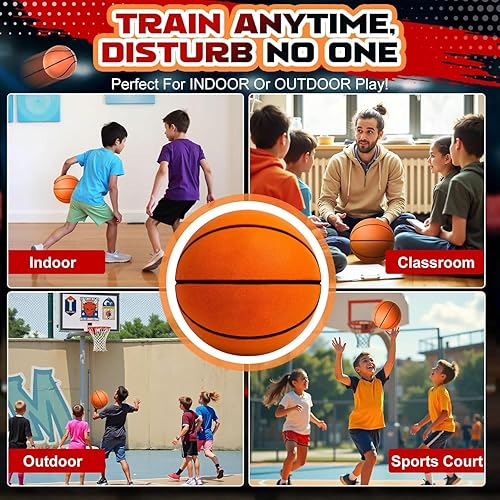 Miniatura 7 de Silent Basketball Size 7 - Non-derforming Package, New Upgraded Weight 600g Grooved Airless Indoor Basketball, Silent Training Ball High Bounce for