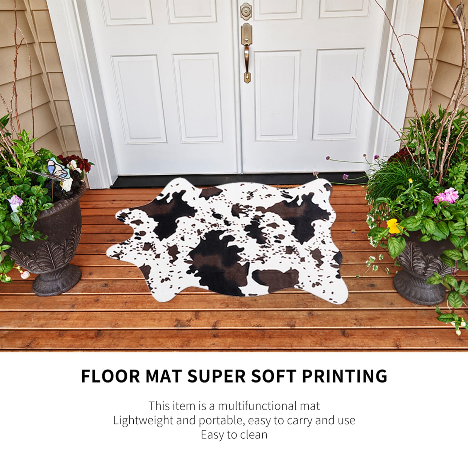 Gatuida Tapis Imitation Peau de Vache Antidérapant Polyester et Latex Forme Originale Décoratif pour Salon Cuisine Chambre et Salle de Bain Lavable Machine