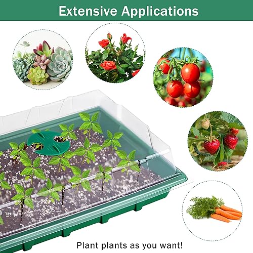 Miniatura 6 de Paquete de 6 bandejas de inicio de semillas con 120 macetas cuadradas de turba para plántulas, incluyendo etiquetas de plantas, herramientas de