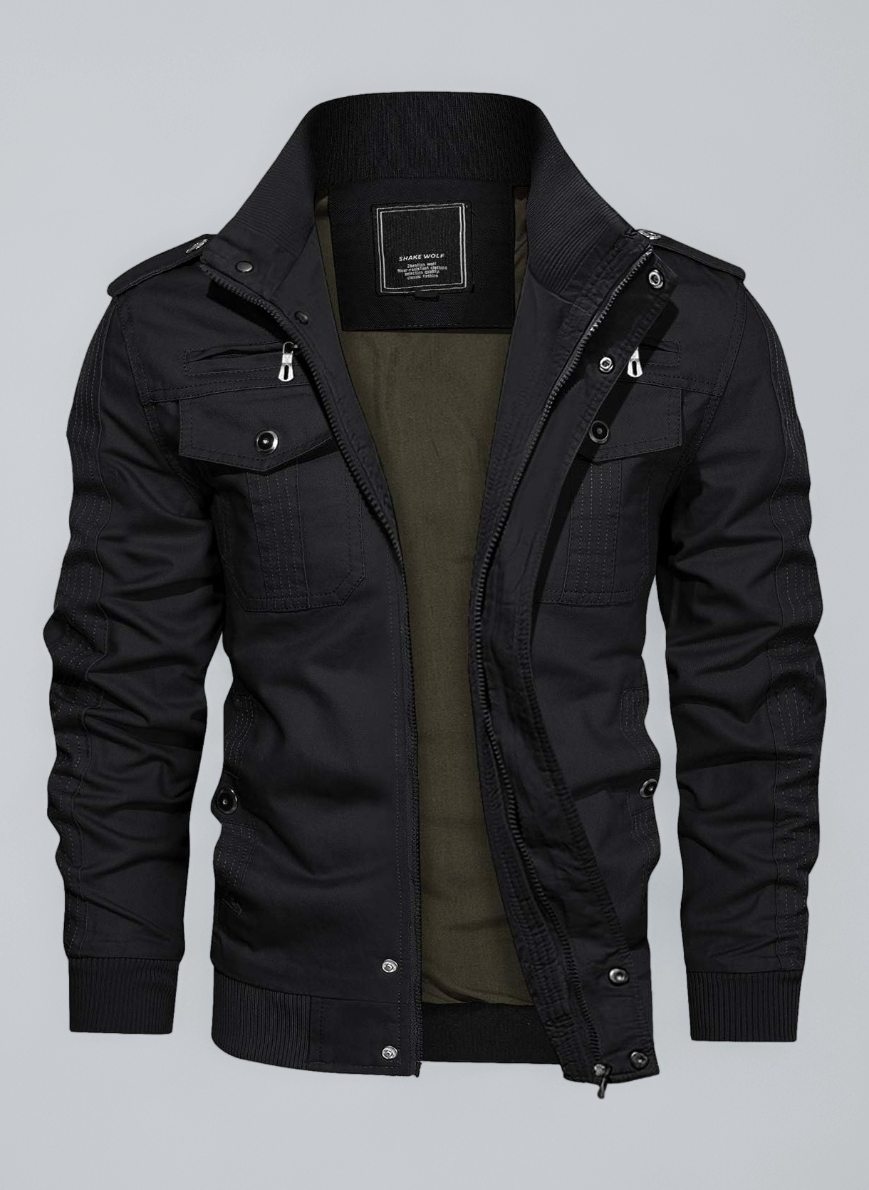 Mens Warm Fleece Cargo Jacket Winter Military Bomber Jackets Windproof Work Coat with Multi Pockets