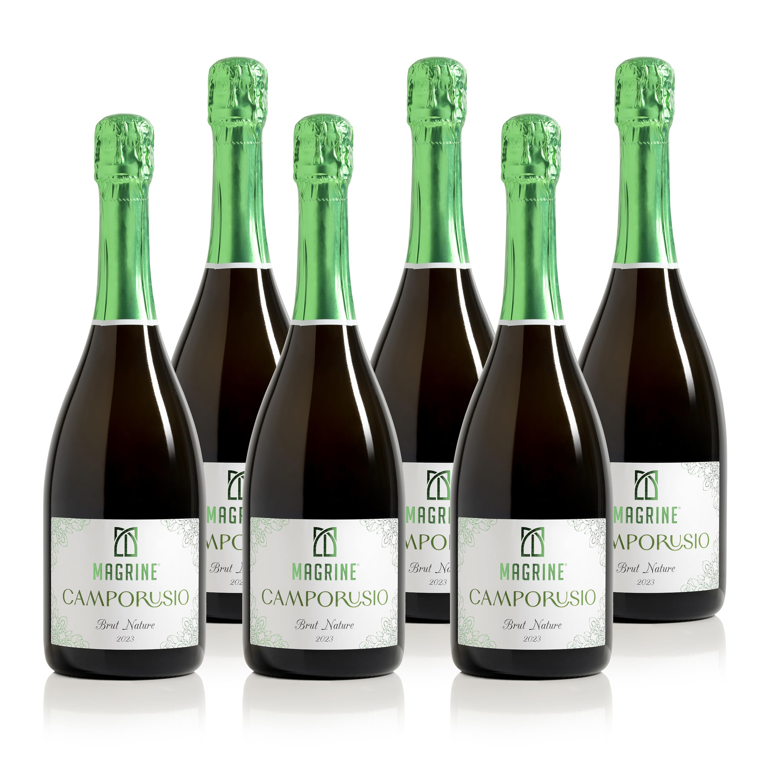 Magrine | Camporusio Brut Nature 2023 "Il Sapore Autentico della Tradizione" Vino Spumante Metodo Ancestrale Dosaggio Zero Con Fondo Uve 100% Glera Selezionate e Vendemmiate a Mano 6 da 750 mL
