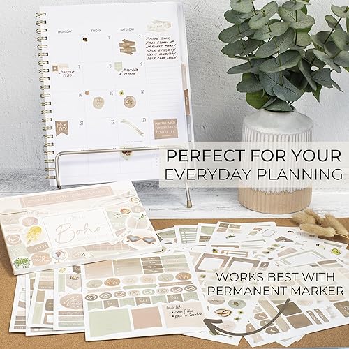 Miniatura 4 de Calcomanías de planificador estético para planificación divertida, más de 1220 diseños bohemios mensuales para tu calendario o álbum de recortes,