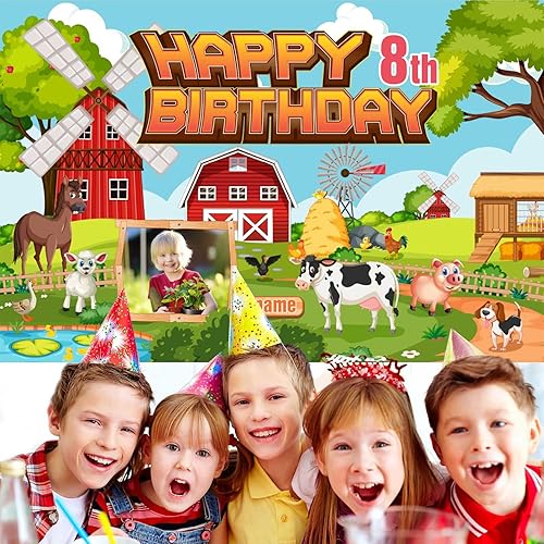 Miniatura 6 de Suministros de decoración personalizados para fiestas de cumpleaños de granja, suministros de decoración de fiesta de cumpleaños con temática de