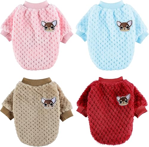 4 suéteres para perros pequeños, ropa de forro polar chihuahua, suéteres cálidos de invierno XXS S para cachorros, trajes para perros pequeños para