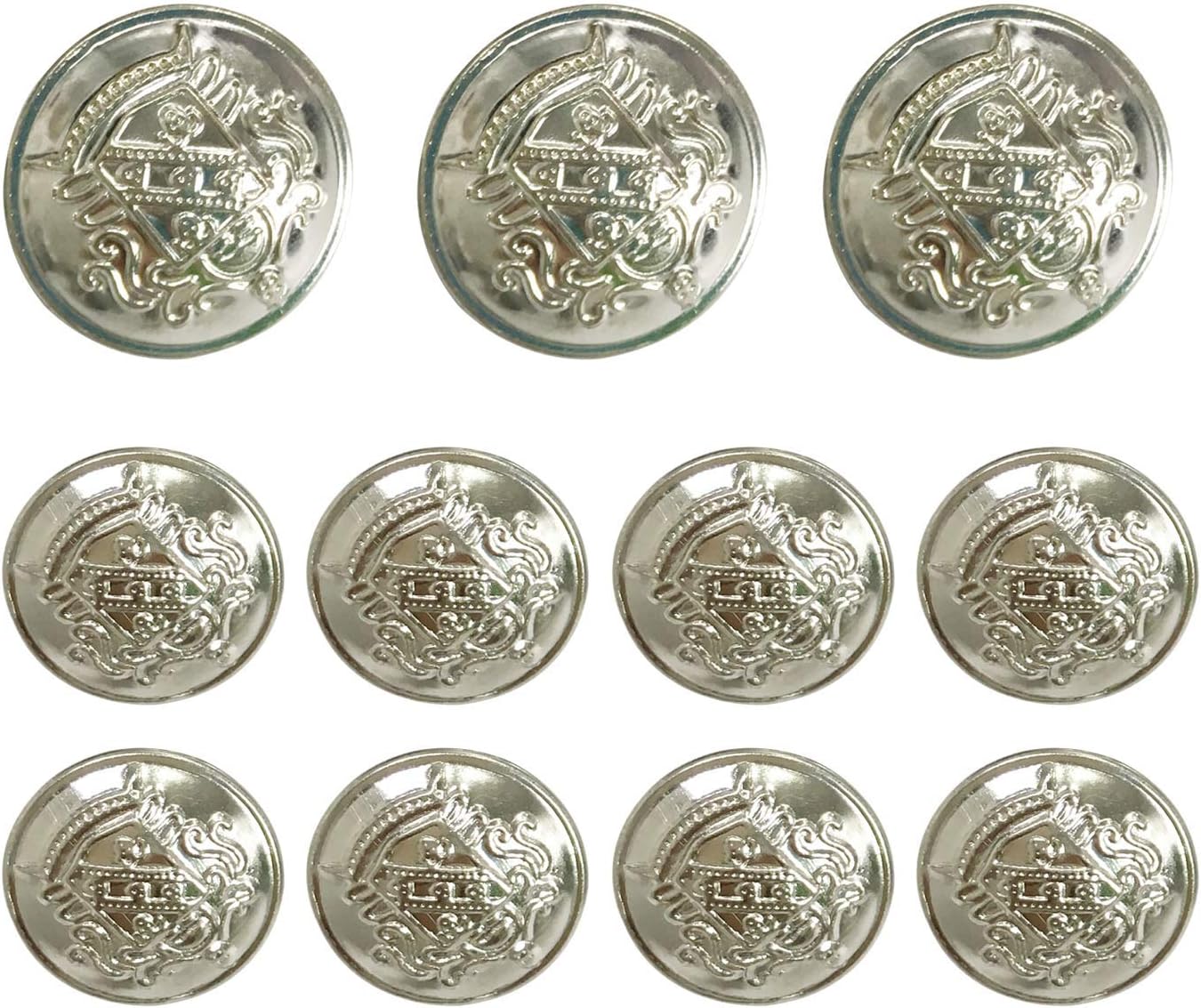 Vintage Metal Button Brass High-Grade Buttons for Jeans, Coat, Blazer, Suits, Jacket etc. Exotic Customs Style (Silver)