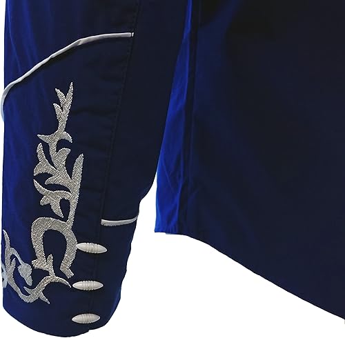 Miniatura 6 de El General Camisa Charro Hombre Camisa Charra Western Wear Color Azul Manga Larga