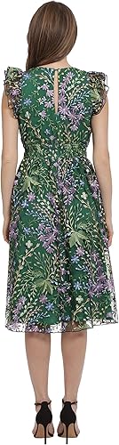 Miniatura 3 de Maggy London Vestidos de mujer con cuello en V Vestido bordado floral floral colorido fiesta femenina evento ocasión invitada de