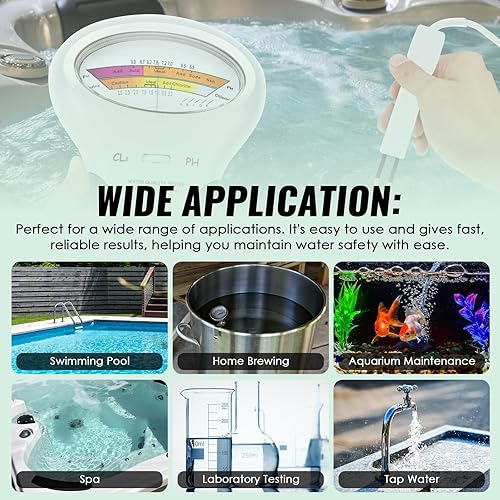 Miniatura 7 de Medidor de cloro y pH 2 en 1, probador de calidad de agua de doble escala CL2, probador electrónico digital de agua para piscina, medidor de pH