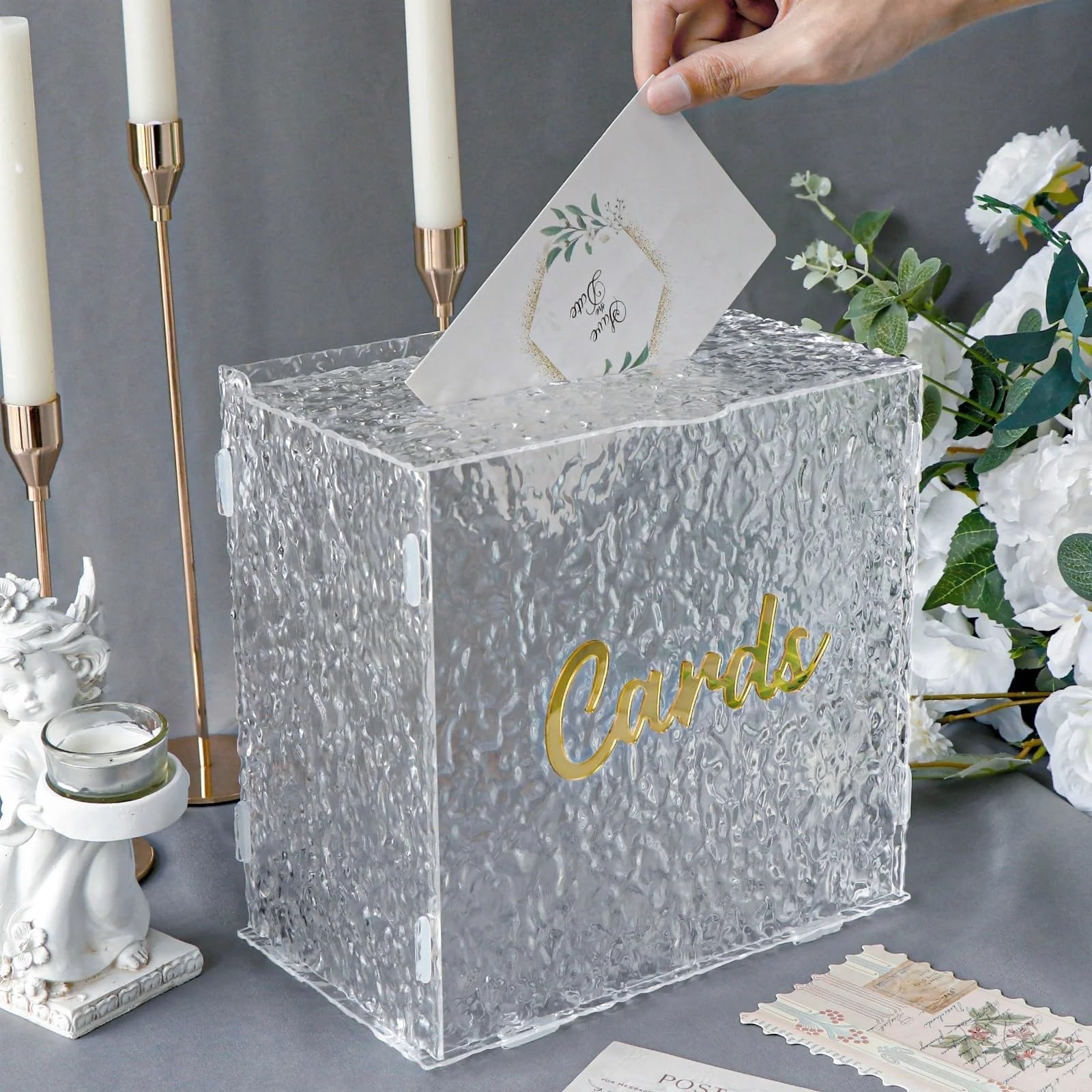Caja para Tarjetas de Boda Caja for Tarjetas de Boda, Regalos con Ondas de Agua for recepción de Invitados, sobre de urna de Boda DIY, Caja de Dinero for Suministros de Fiesta