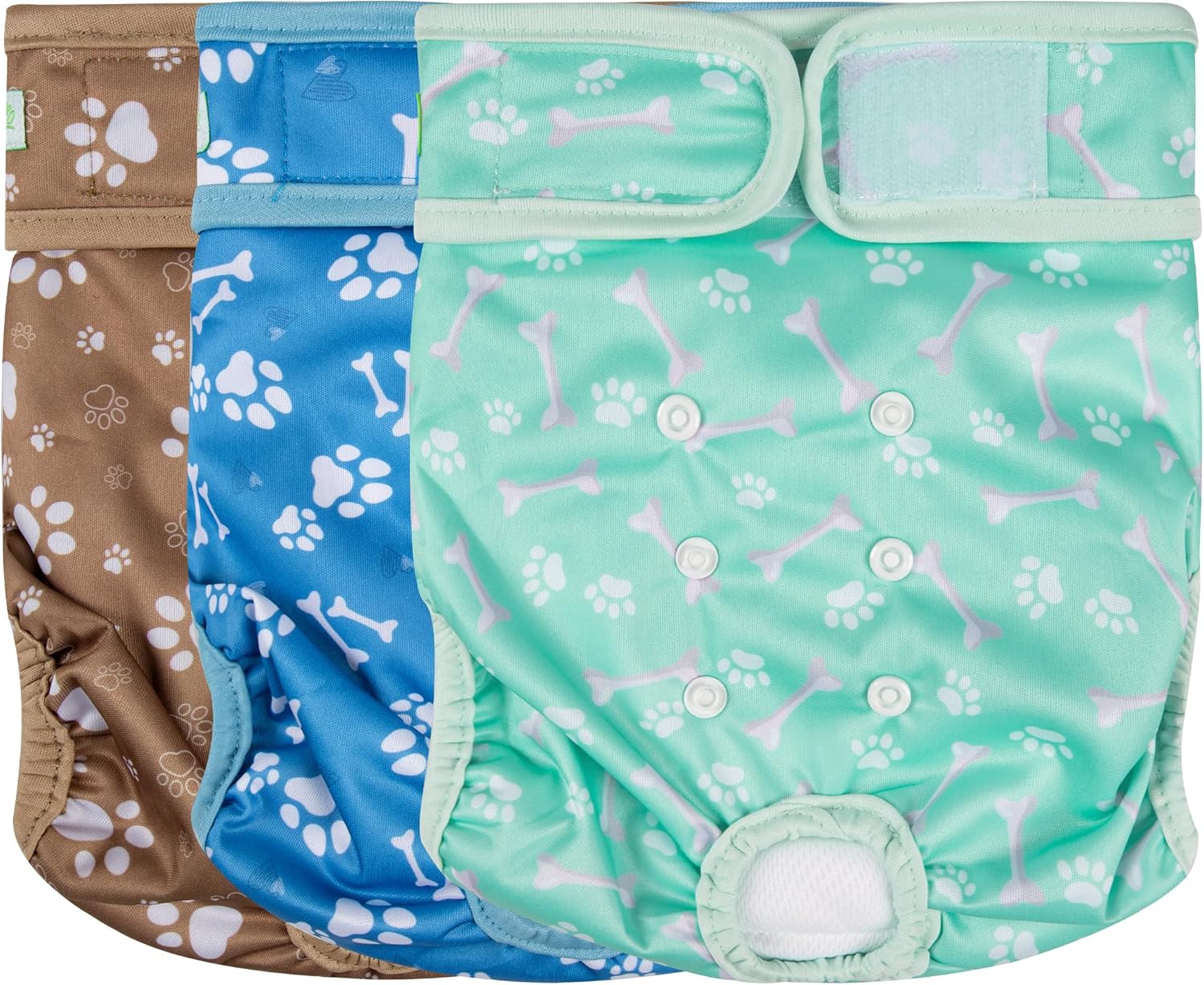 wegreeco Washable Female Dog Diapers Highly Absorbent Reusable Diapers for Dog in Heat Period, 3 Pack (Dog Bone, Large) Large (15"-17" Waist) Dog Bone