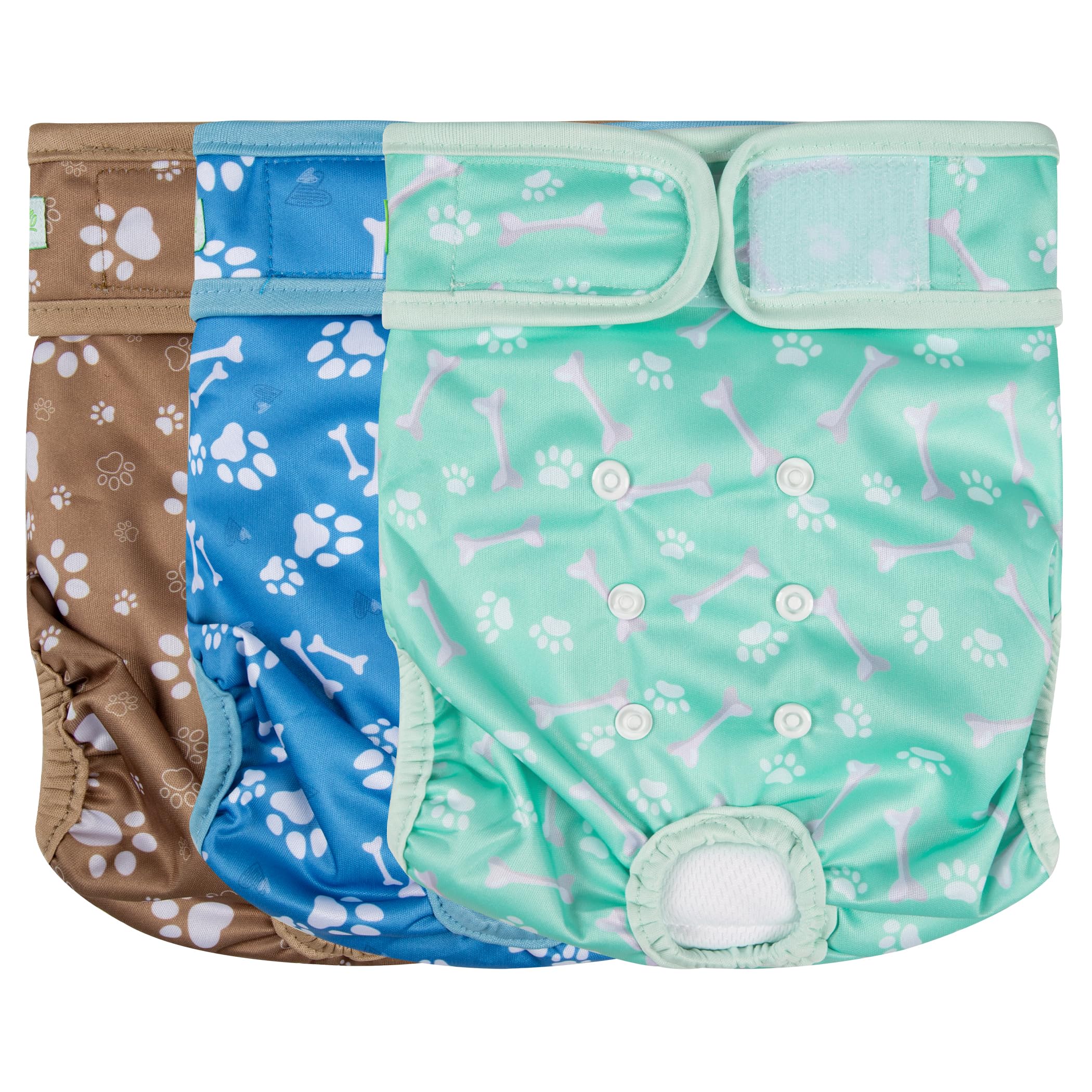 wegreeco Washable Female Dog Diapers Highly Absorbent Reusable Diapers for Dog in Heat Period, 3 Pack (Dog Bone, Medium)