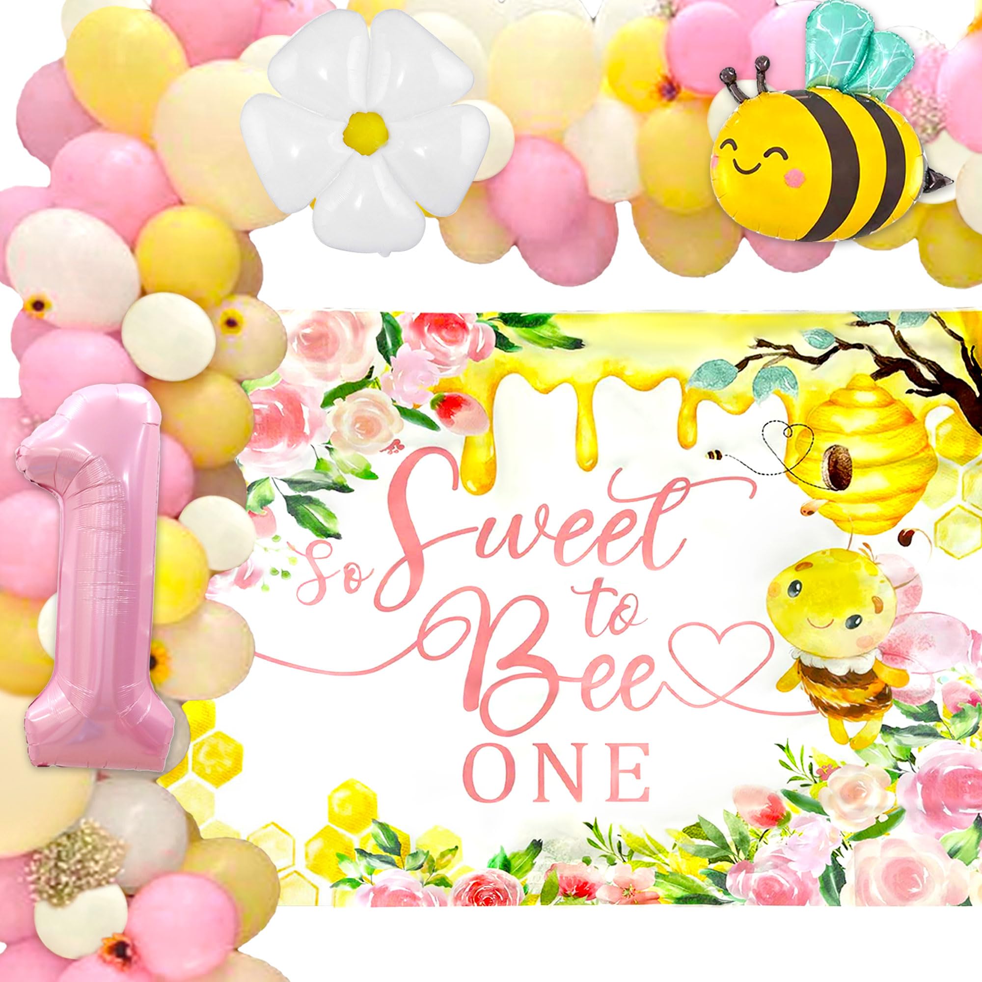 INNORU 'So Sweet To Bee One' Banner – Gold Glitter, Bienen-Thema Für Baby Shower & 1. Geburtstag, Ca. 1,6 M Lang