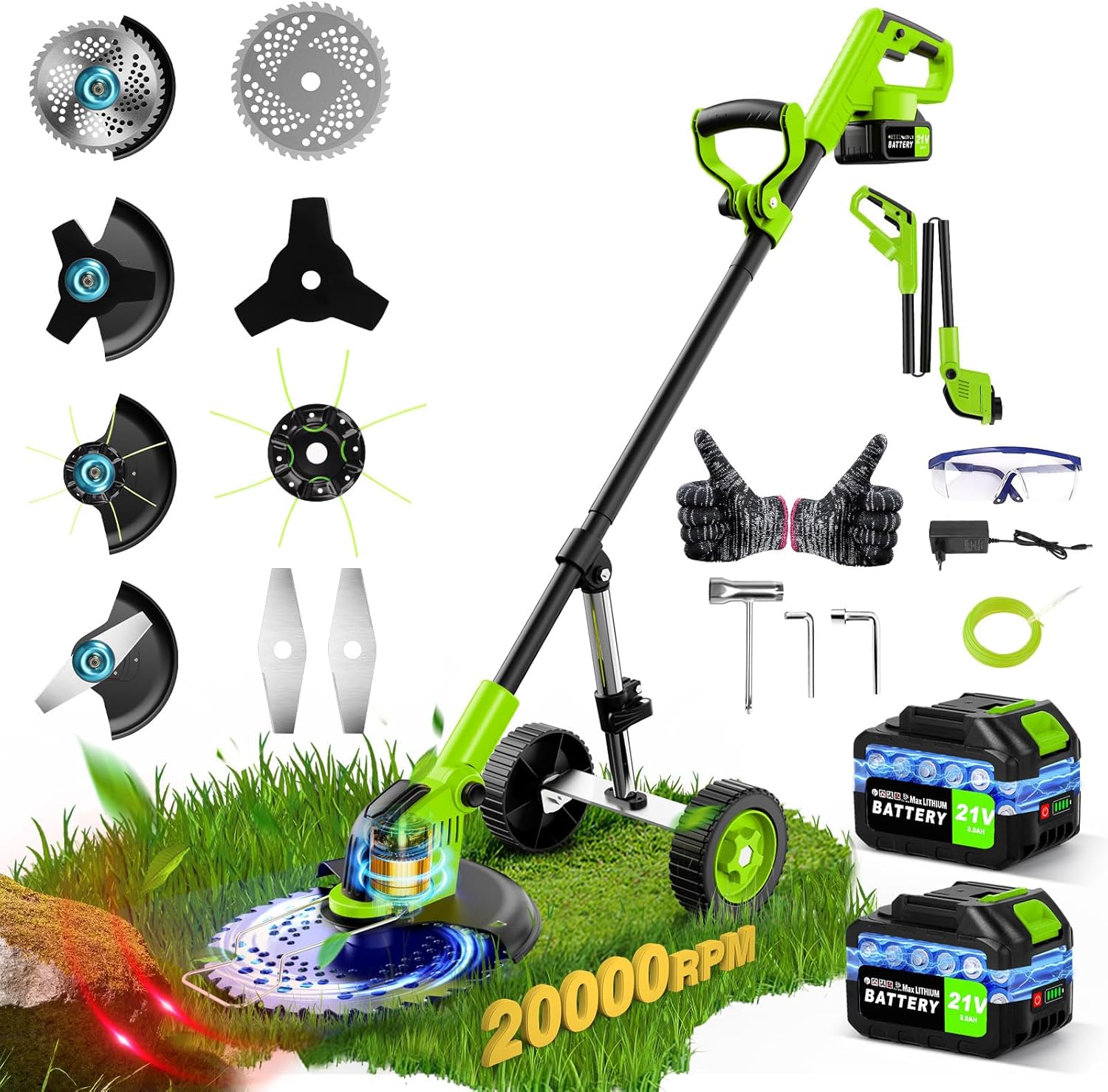 Amazon.com : 20000 RPM Heavy Duty Electric Weed Wacker Cordless ...