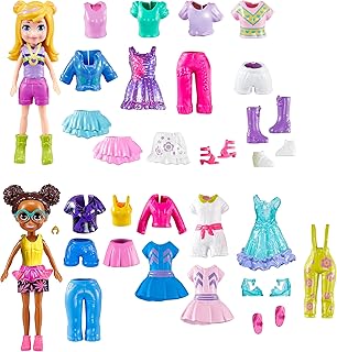 Polly Pocket Sparkle Cove Adventure Dolls, Clothes and Accessories Set, Fashion Pack with 4 Dolls (3-inch) and 45+ Total Pieces, HKW10 - Buy now