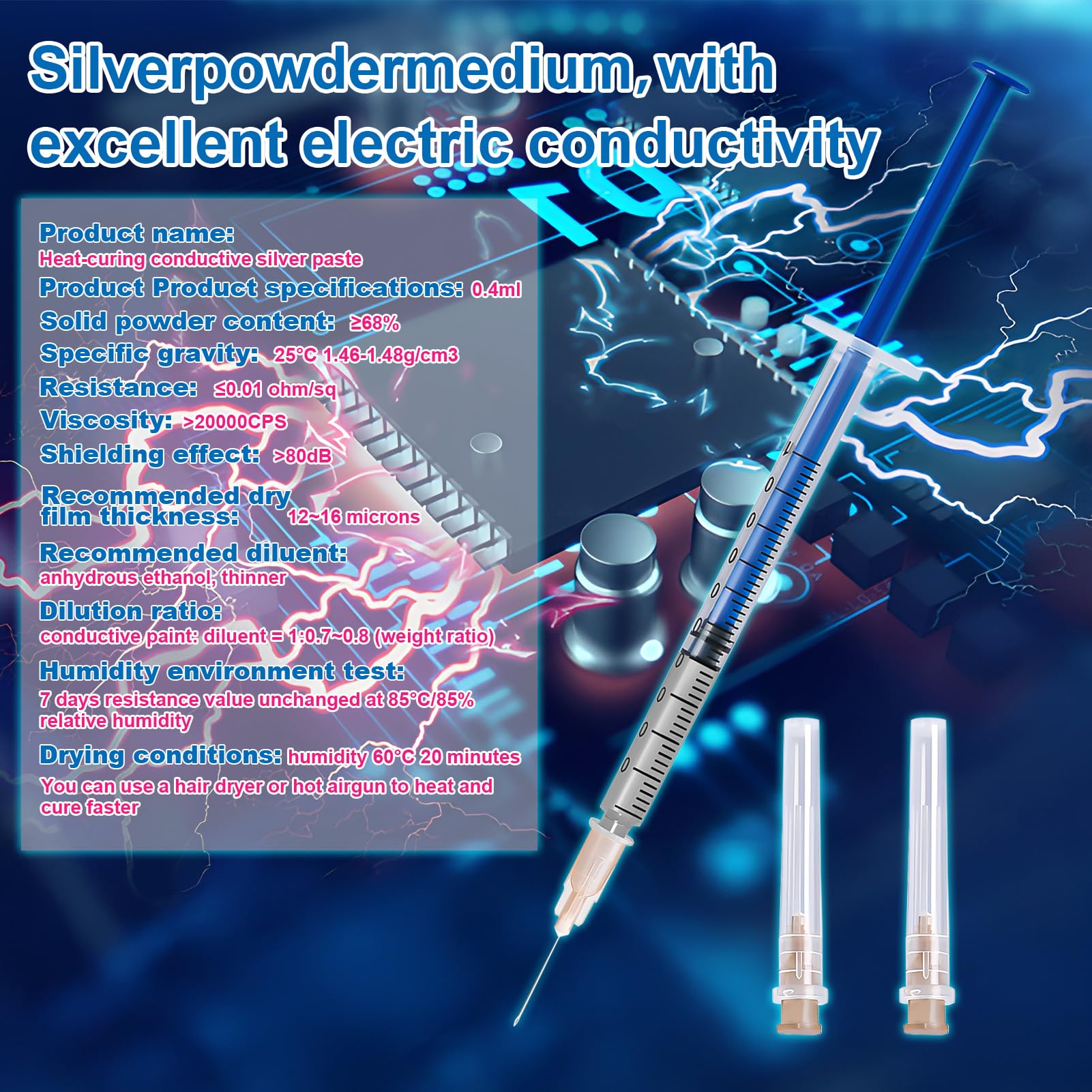 Penna Adesiva Conduttiva In Argento, Vernice Conduttiva, Argento Conduttivo Penna, Adesivo Conduttivo,Pasta d'Argento, Utilizzato per Riparare Tastiere, Circuiti Stampati, ecc, 2 Pezzi,0.4 ml