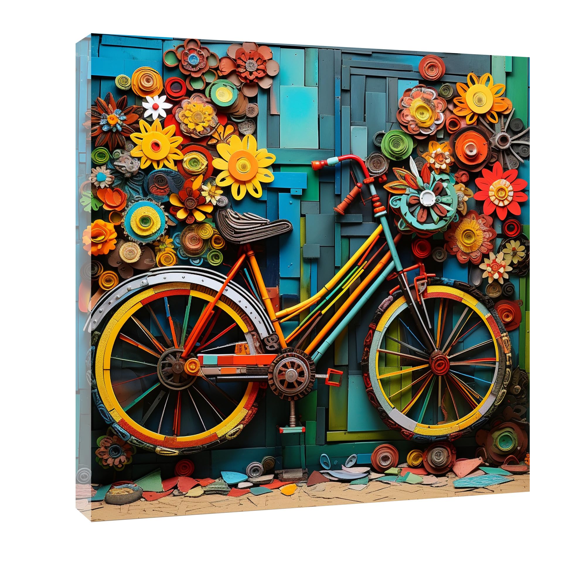 TRUECANVAS Abstract Wooden Framed Canvas Painting for Bedroom, Living Room, Study Room & Office | Pine Wood Frame | 24 x 24 inch (61 x 61 cms), SQ092