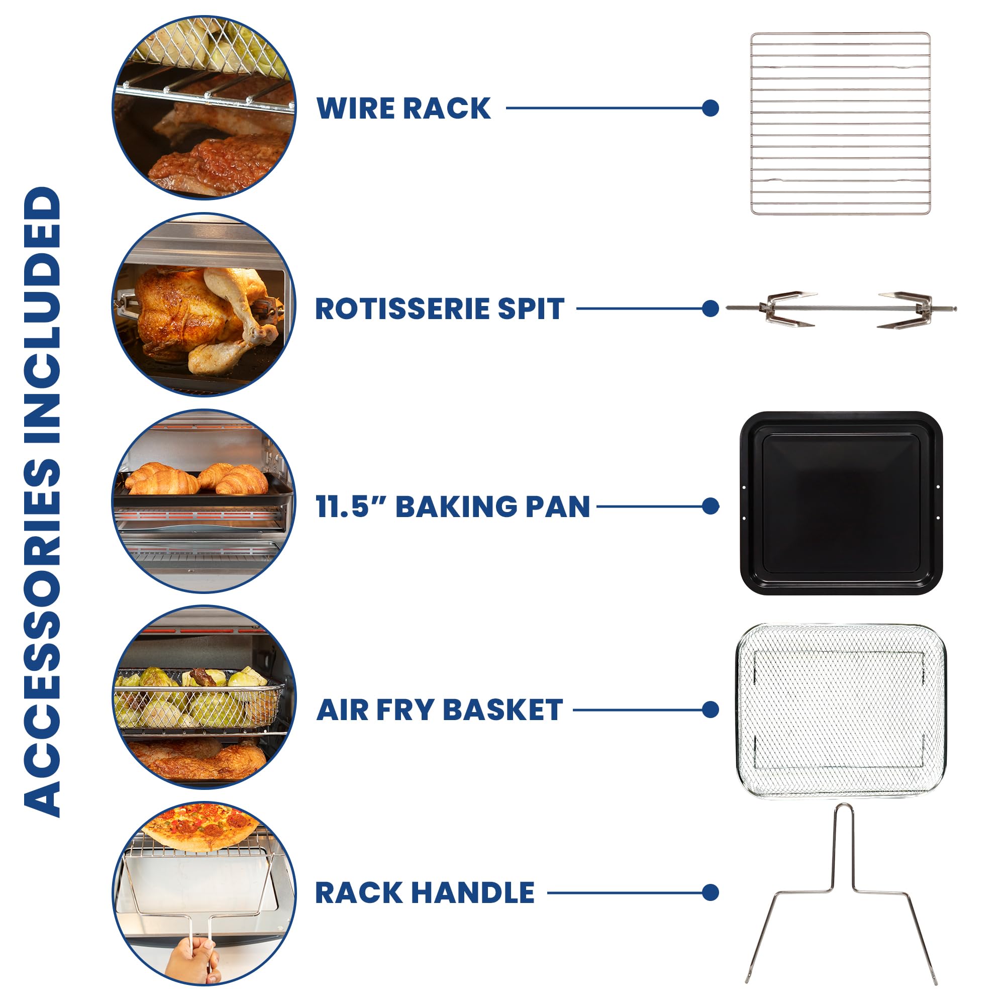 Kenmore - Freidora de aire para horno tostador, freír pollo, asador, hornear pan, galletas, pizza, deshidratador de pizza, electrodomésticos de cocina de convección de 26 cuartos de galón de acero 3