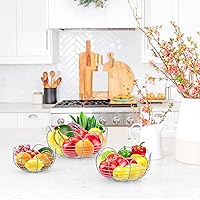 Vista 5 de Simple Houseware Modern 3-Tier Hanging Fruit Basket, Chrome