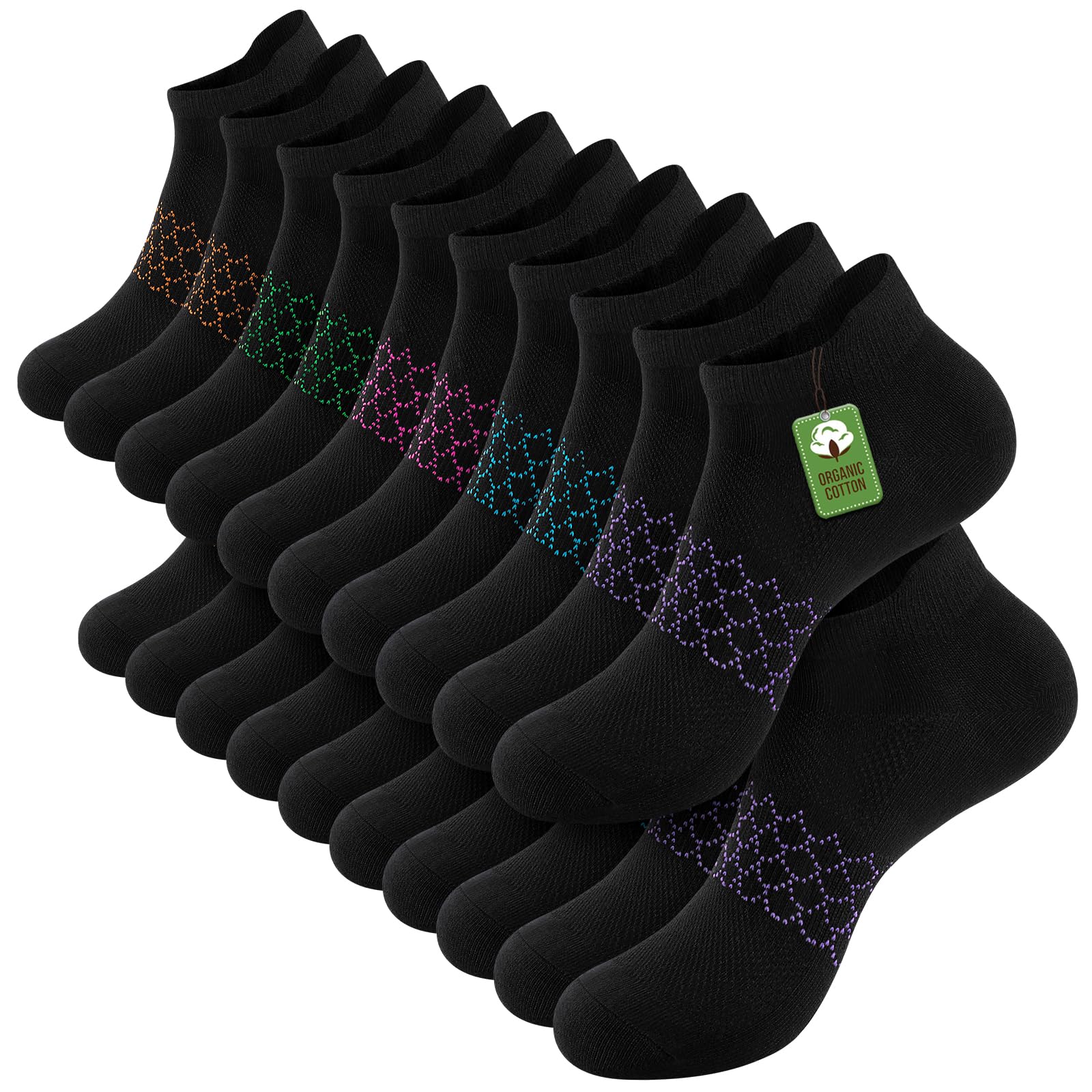 CKZRKC 10 Pairs Womens Ankle Socks Cotton Athletic Casual Low Cut Socks for Women With Tab