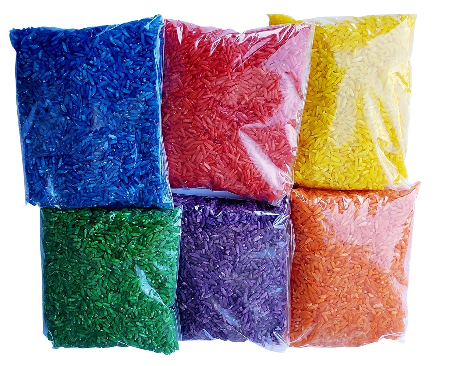 The Wood Etch - Colored Rice in 6 Vibrant Colors, Sensory Bin Filler, Rainbow Rice for Art & Craft, Autism Sensory Products, Toddler Learning Toys, Sensory Bin Items, Sensory Bin Filler for Preschool, Sensory Table Accessories, (6) LBS