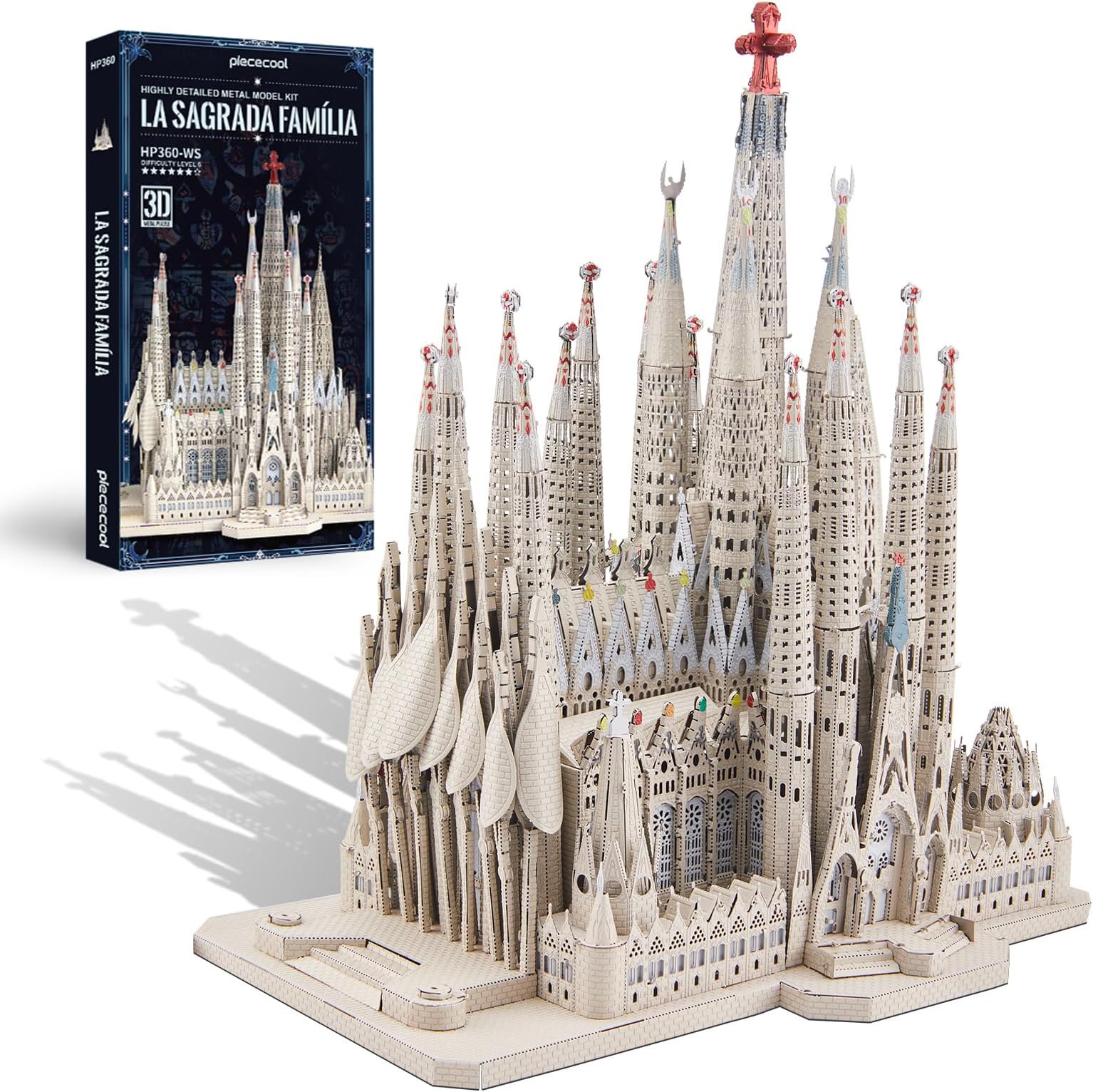 3D Metal Puzzles for Adults and Teens, La Sagrada Famรญlia Metal Model Kit, Hobby DIY Crafts for Adult Challenge Spanish Cathedral Brain Teaser Architecture Building Blocks Puzzle, 450 Pcs