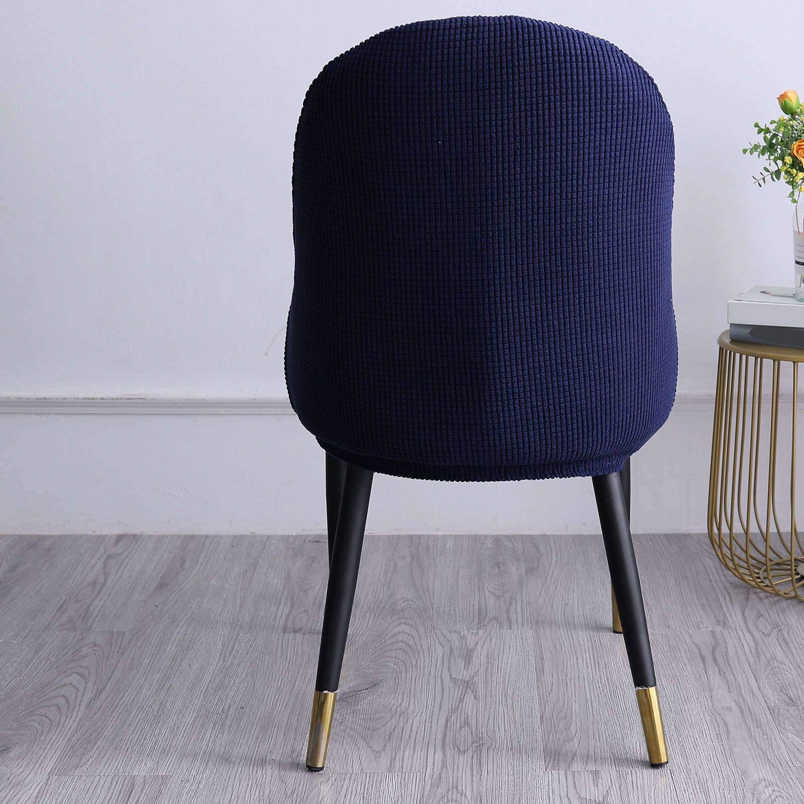 Funda elástica para silla de comedor con respaldo curvado, funda extraíble y lavable para cocina, banquete y fiesta, juego de 2 unidades, color azul marino