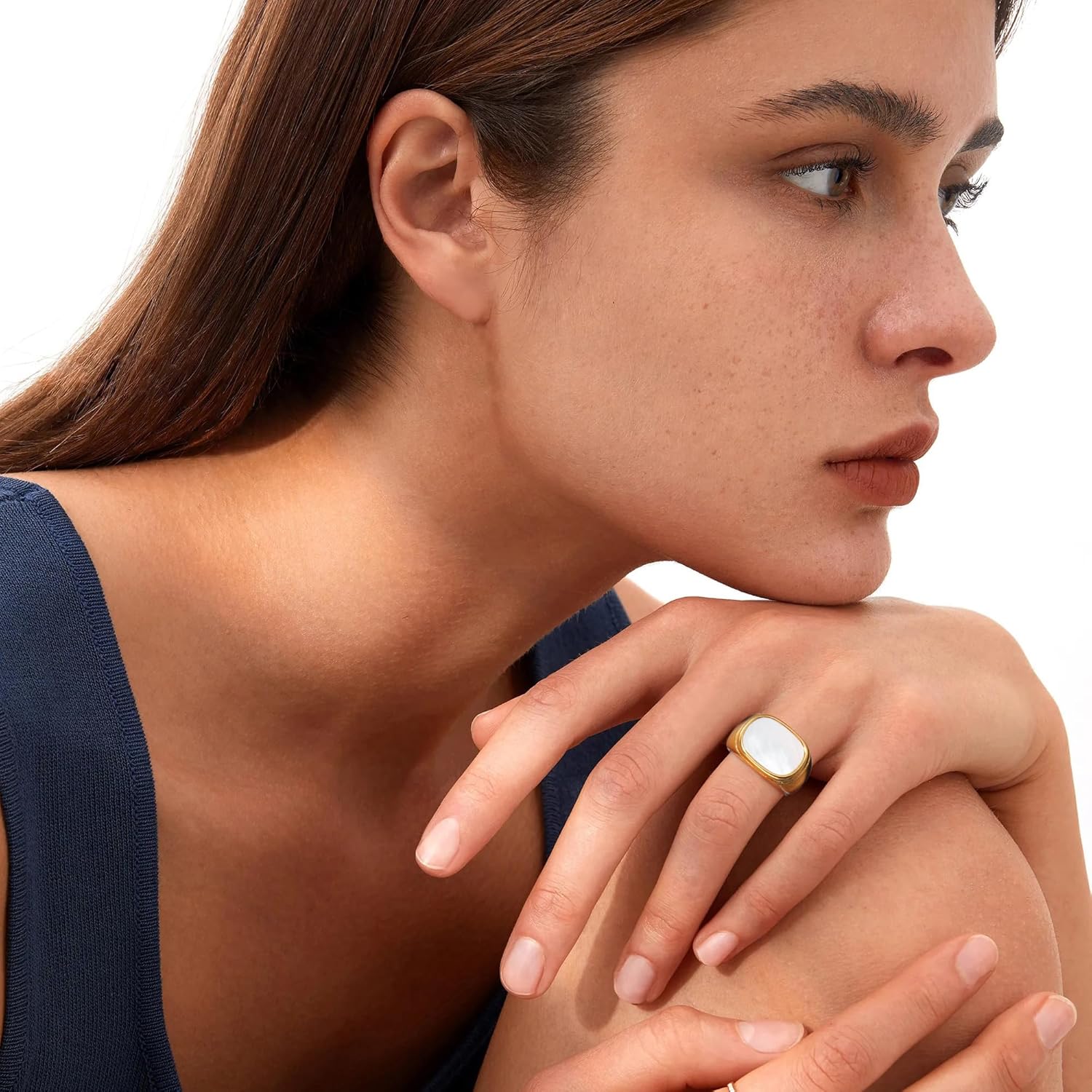 YeGieonr Chunky Gold Statement Rings for Women Non Tarnish 18K Gold-Plated, Waterproof Stainless Steel Gold Ring, Bold Fashion Jewelry for Everyday Wear or Stacking - Image 2