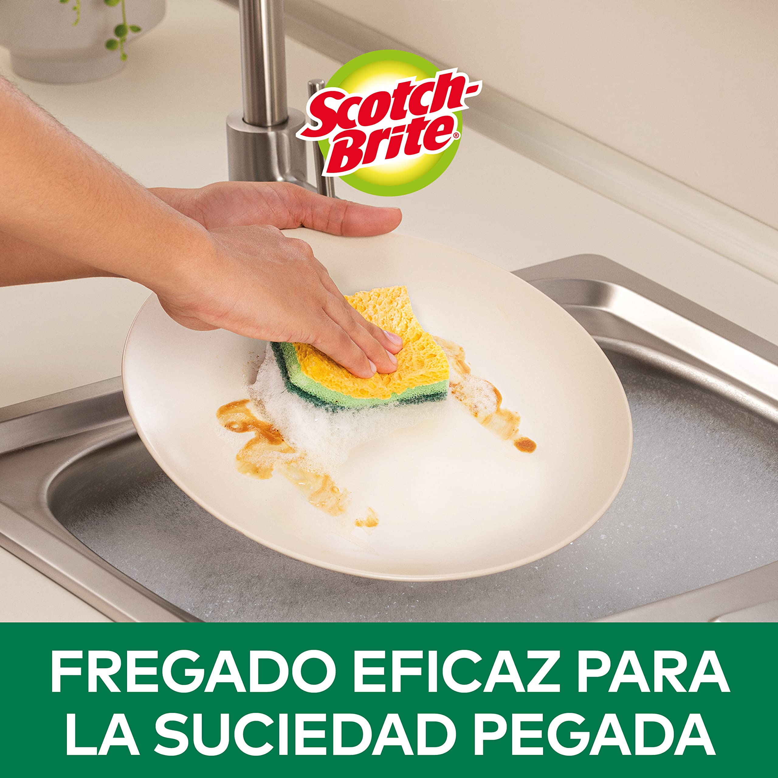 Scotch-Brite Estropajo Ultra Clásico, Pack de 2 Esponjas Multiusos – No Raya, para Ollas, Sartenes, Cristal y Utensilios de Cocina Antiadherentes