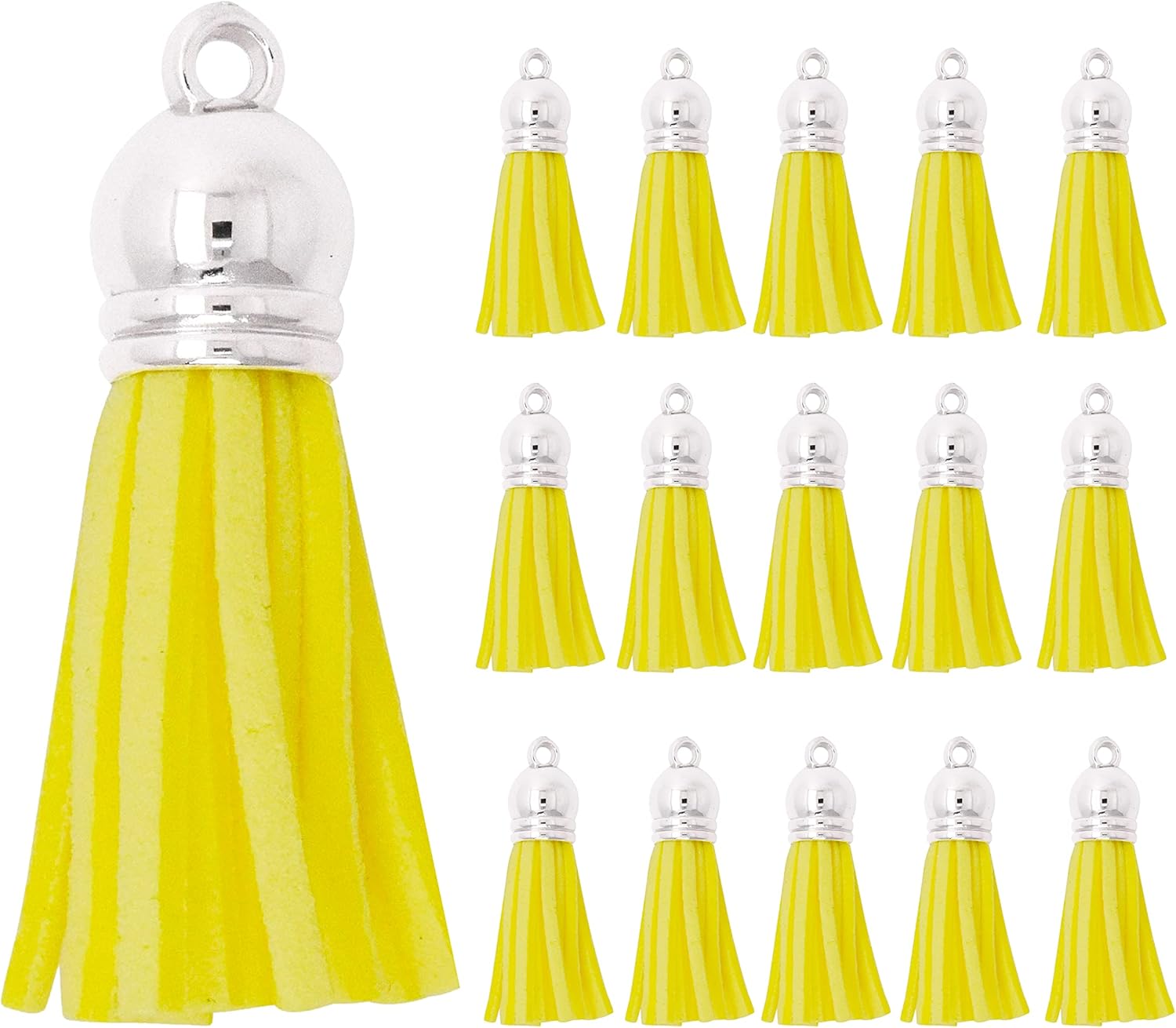 Mandala Crafts Faux Suede Tassels for Keychains Yellow