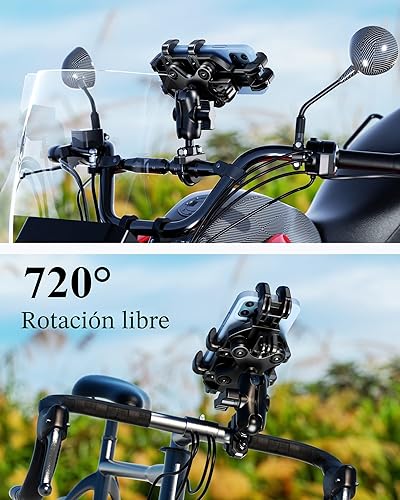 Miniatura 6 de BRCOVAN Soporte para teléfono de motocicleta con amortiguador de vibraciones, soporte anti-sismos para manillar de bicicleta, soporte para teléfono