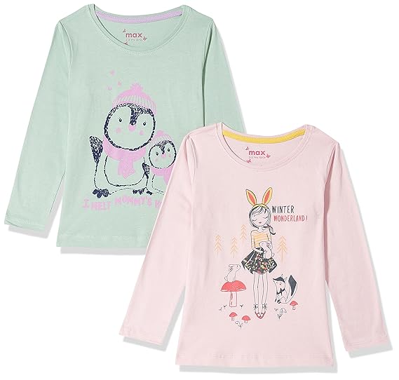 Max Girls Regular T-Shirt (Pack of 2)