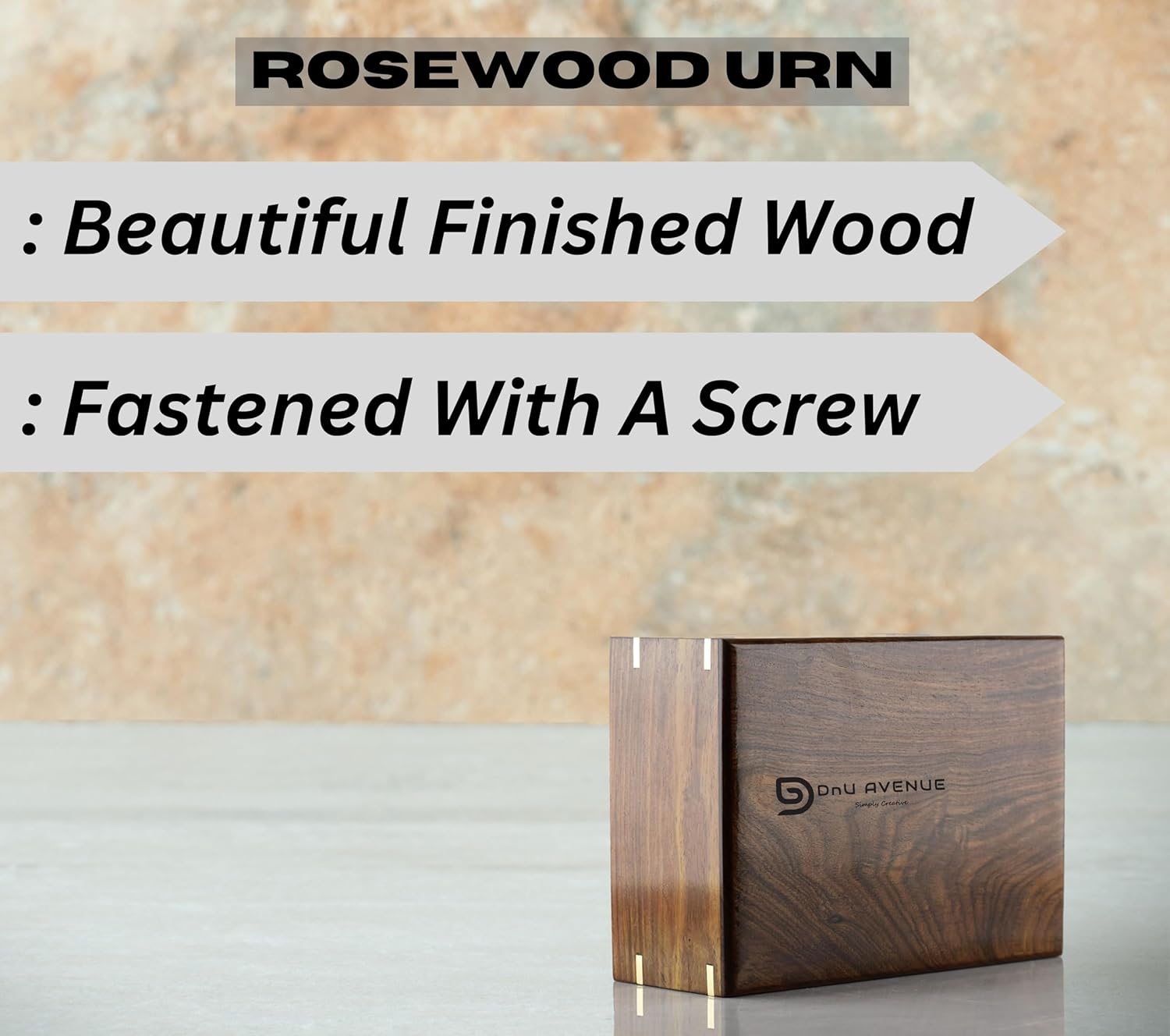 Wooden Urn for Human & Pet Ashes – Handmade Rosewood Cremation Urn for Dogs, Cats & Adults – Memorial Keepsake Box, Decorative Funeral Urn – Medium 8 x 6 x 3.5 Inches, 86 Cu/in