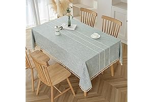 Stone Blue 8 Foot Oblong Tablecloth with Embroidered Tassels