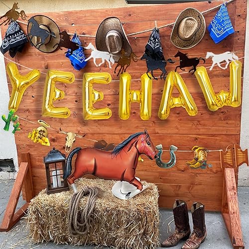 Miniatura 6 de Yee Haw Globos de Yee Haw Western Party Western Cowboy Yee Haw Banner Decoración de fiesta de vaquera decoración de cumpleaños de vaquera decoración
