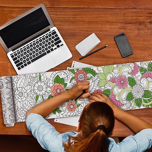 Miniatura 4 de Colarr Paquete de 3 pósteres gigantes de mandalas para colorear de 118 x 11.8 pulgadas, diseño de mandala gigante, hoja para colorear, pancarta