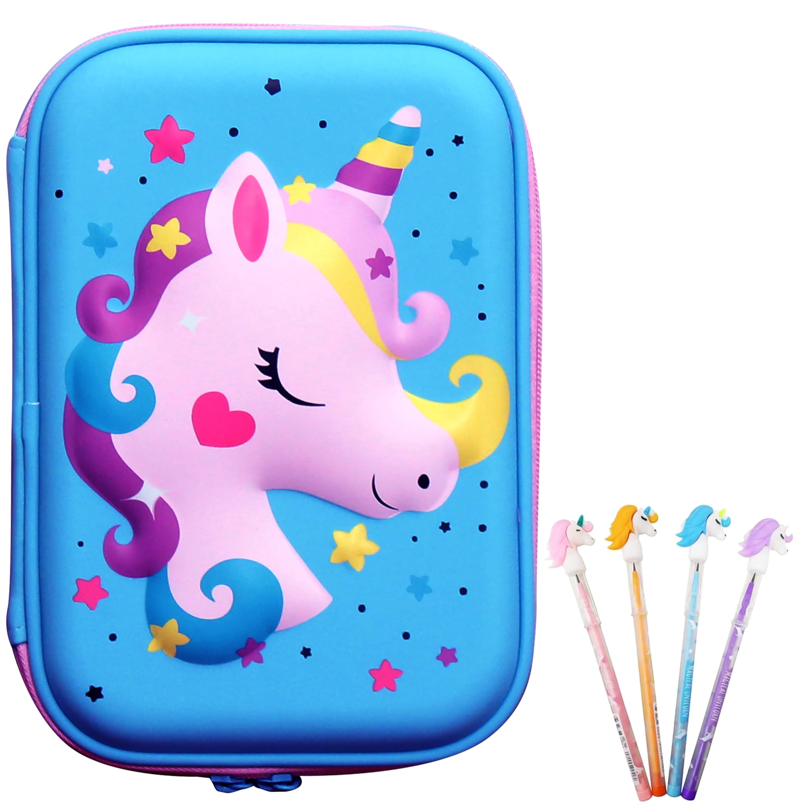 Khodiyar Enterprise 3D Embossed Unicorn Design Cover Pencil Case With Compartments,Pencil Pouch,School Supply Organizer For Students,Stationery Box,Cosmetic Zip Pouch Bag (1 Pack) (Canvas,Multicolor) (B0CYHCGZG4) Amazon Price History, Amazon Price Tracker