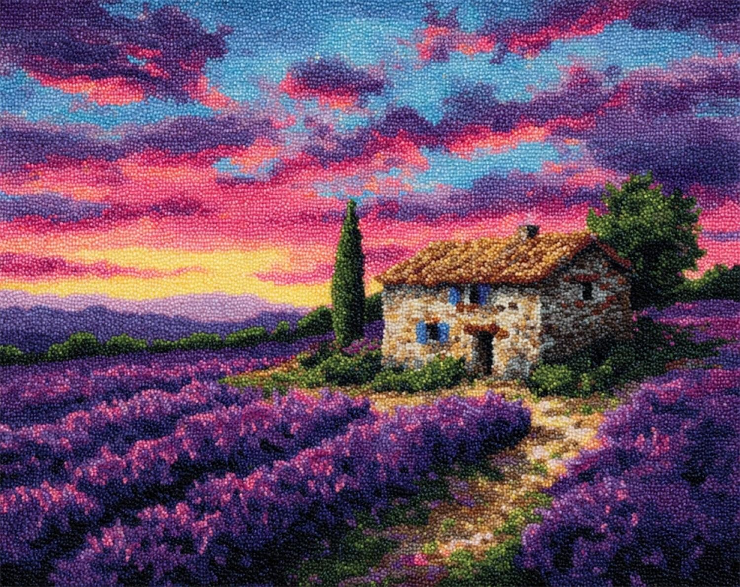 Henypt DIY Latch Hook Rug Kits Lavender Fields 80x160cm