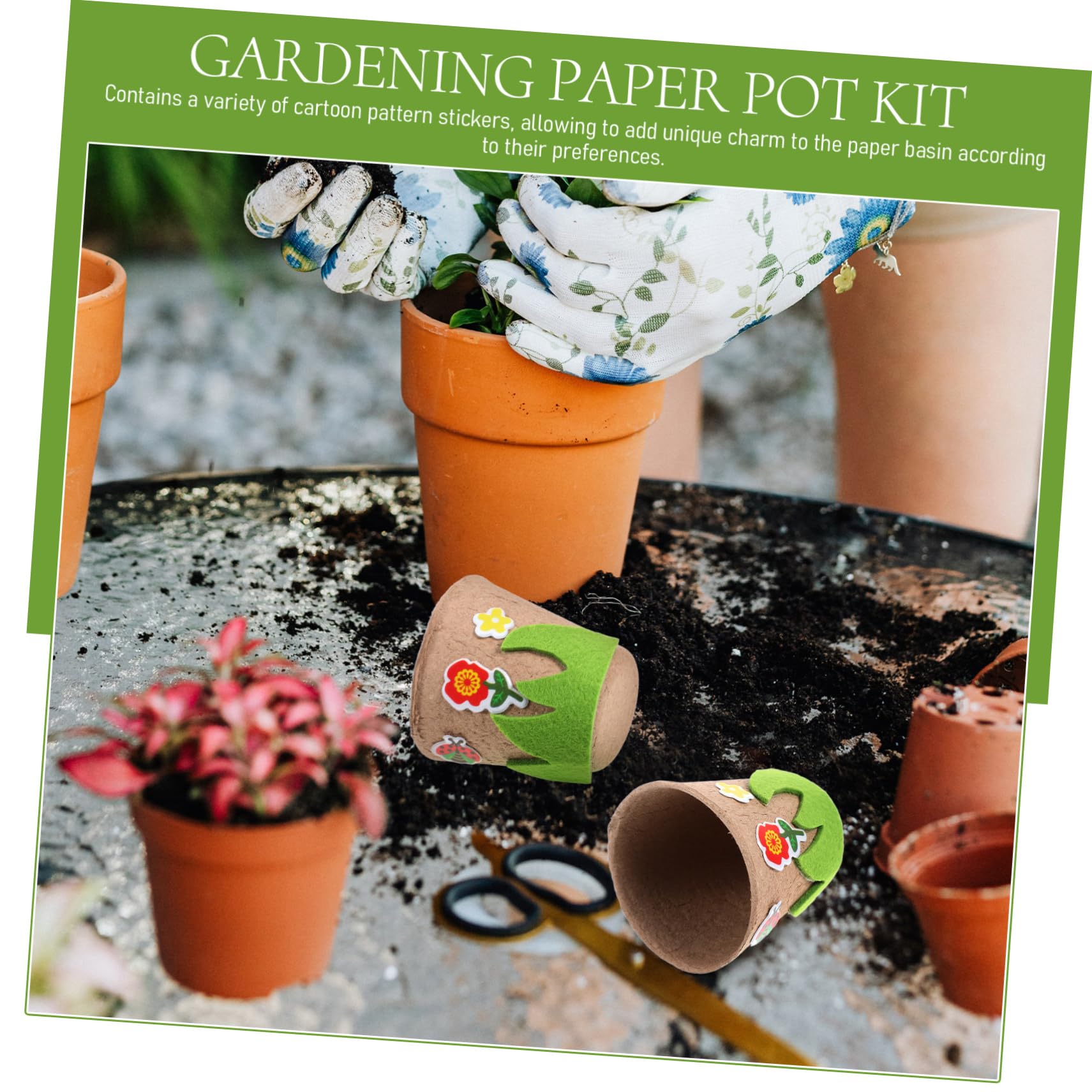 Abaodam 5sätze Diy Pulp Nursery Cups Mit Aufklebern Kreatives Bastelset Für Gartenpflanzen Papier-pflanzbecher Für Erwachsene Blumenübertöpfe Für Pflanzenanzucht