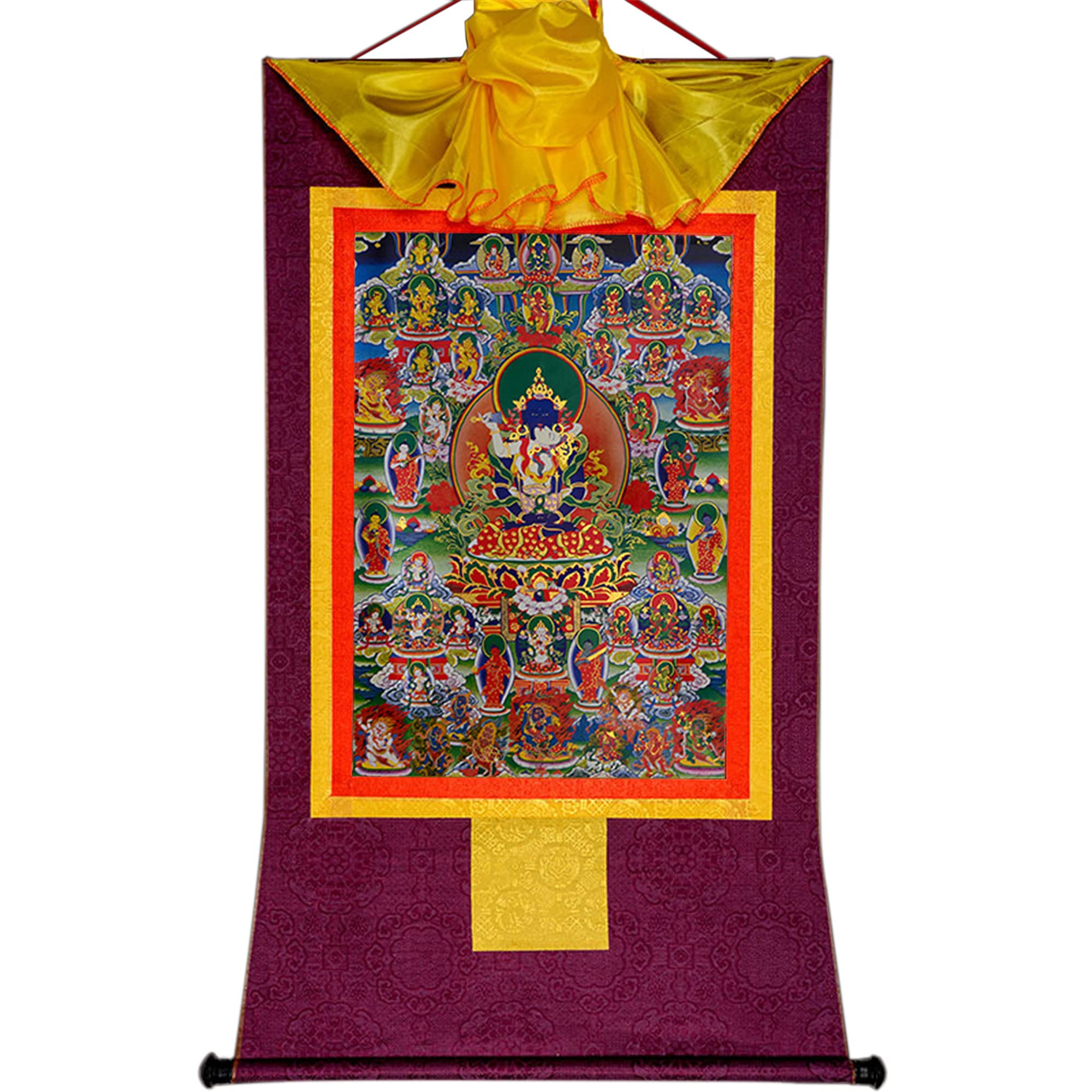 Gandhanra Tibetan Buddhist Thangka Wall Hanging,42 Peaceful Deities of the Bardo Thodol(Tibetan Book of Dead),Buddha Tapestry for Zen Home Decor, Meditation, Spiritual Relaxation