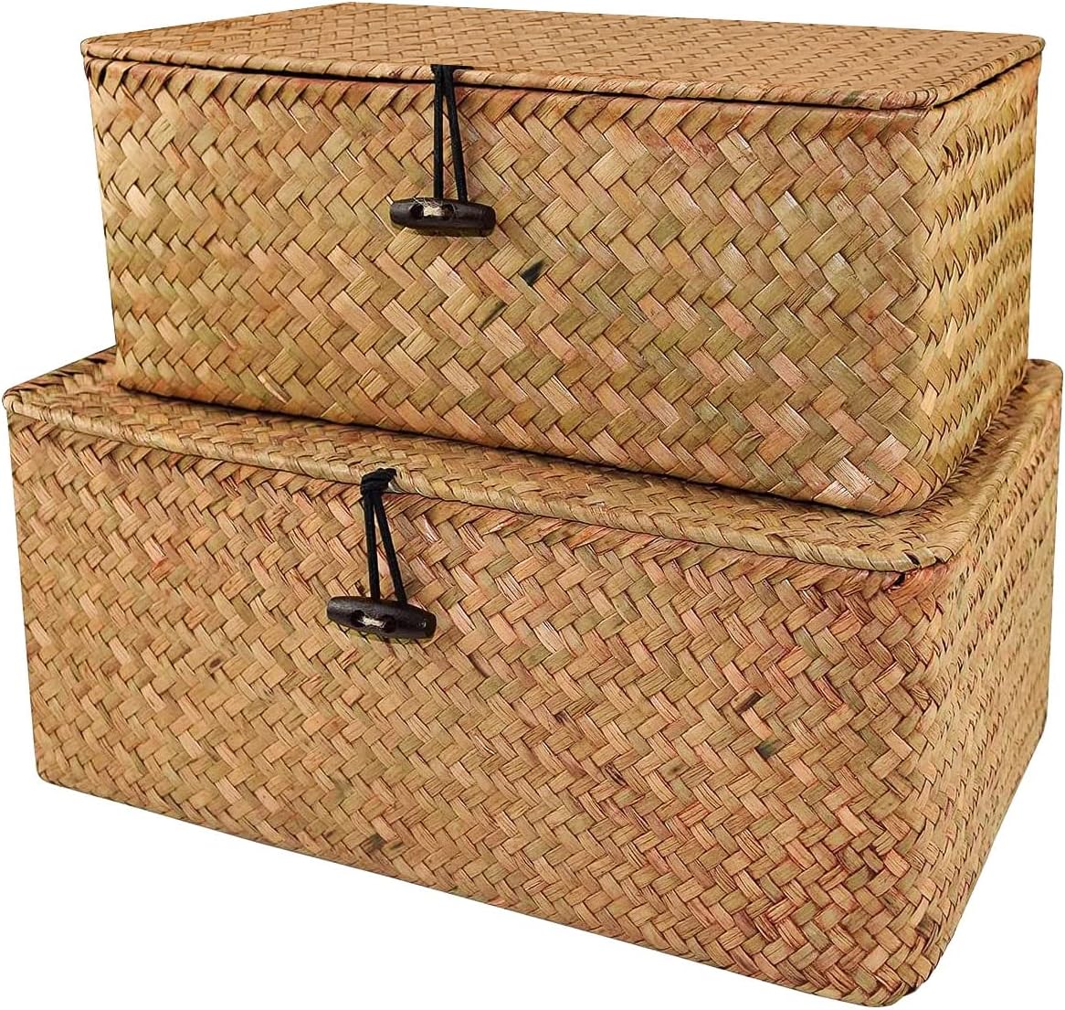 Amazon.com: Esoes Wicker Storage Basket Woven Rattan Storage Box With ...