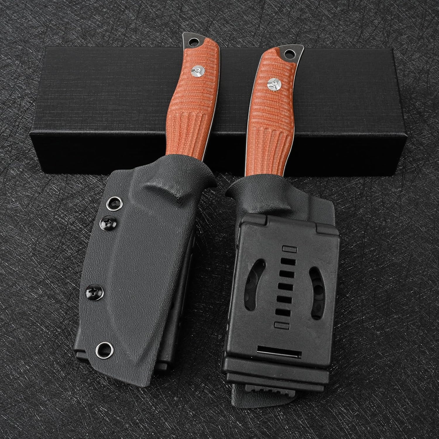 Fixed Blade Tactical Knife DC53 Steel Micarta Handle Kydex Sheath for Camping Hunting EDC (Black+Brown) - Image 6