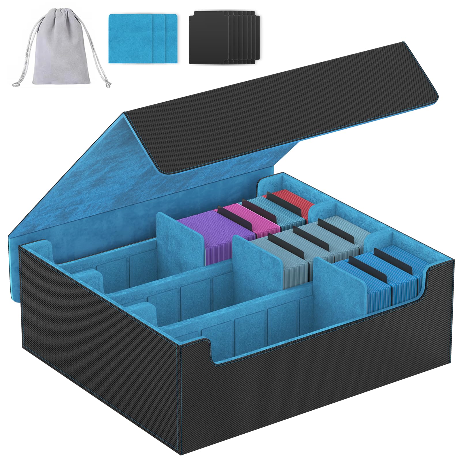 Caja de almacenamiento de 3 filas para tarjetas coleccionables con 50 fundas y 24 divisores, funda apta para cartas MTG TCG Magic Commander, caja de mazo para cartas deportivas